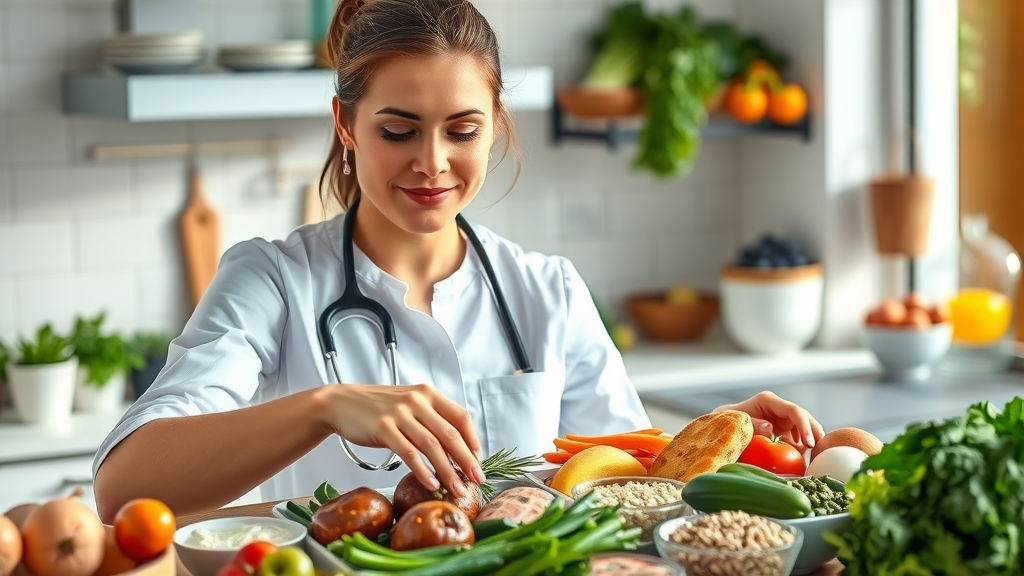 nutritionist demonstrating nutrient-dense meal options for mindful eating with GLP-1 drugs
