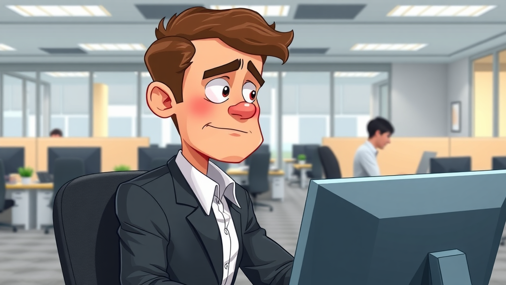 professional showing poor posture as a common cause of neck pain at work, ergonomic vs non-ergonomic desk
