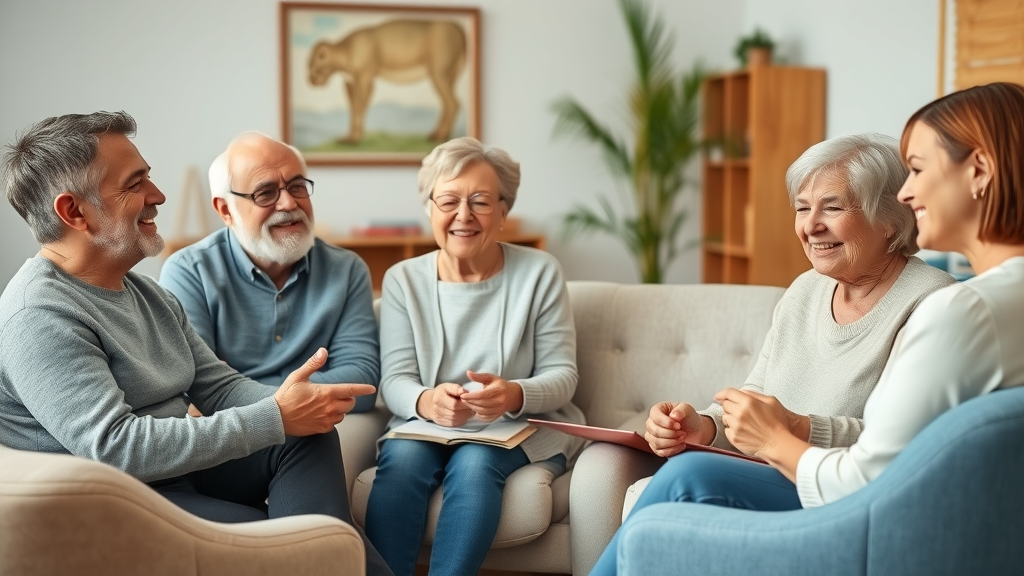 Family therapy session fostering connection and understanding among all ages.