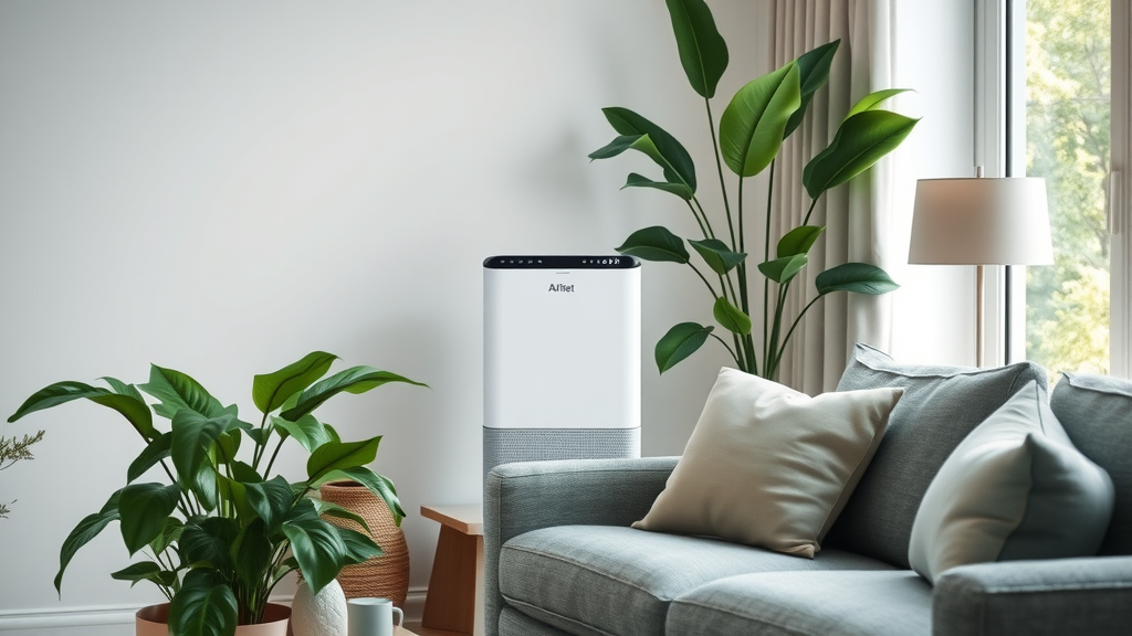 modern air purifier living room mold healing calm houseplants clean air